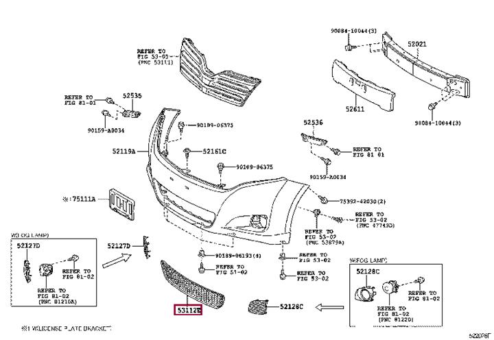 531120T010 Toyota Grille bumper