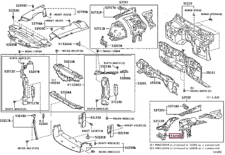 5325853020 Toyota Radiator bracket
