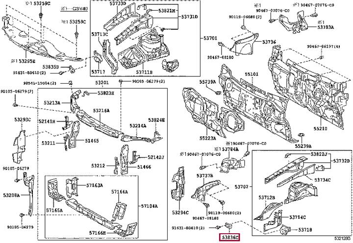 5383633040 Toyota Wing bracket