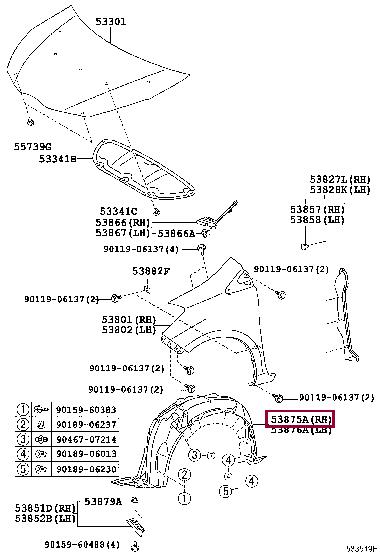 Front right liner Toyota 53875-0D170