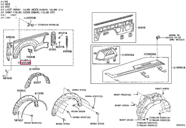658160K903 Toyota Wing