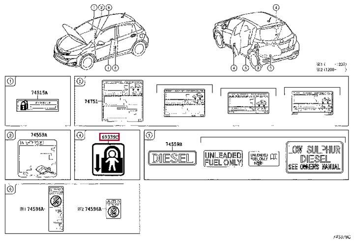 693390D040 Toyota Label