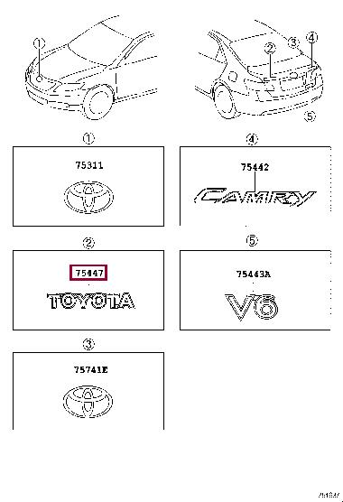 Toyota 75447-33100 Emblem 7544733100