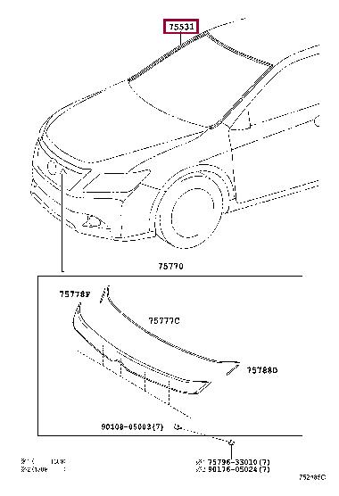 7553133140 Toyota Windshield molding