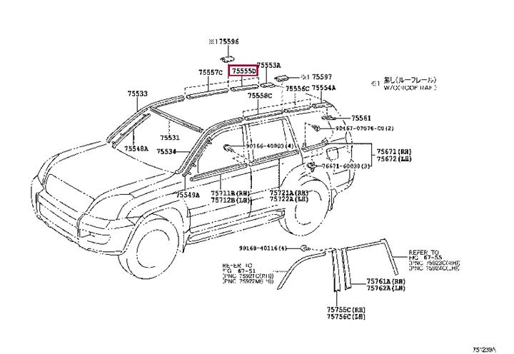 7555560010 Toyota Window glass seal