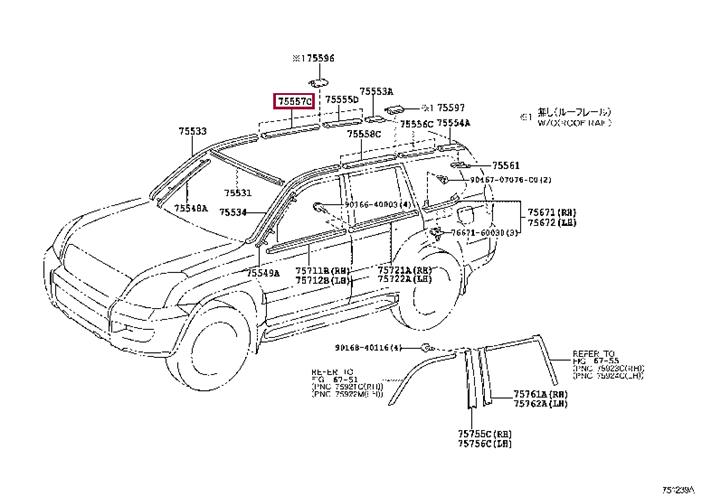 7555760031 Toyota Window glass seal