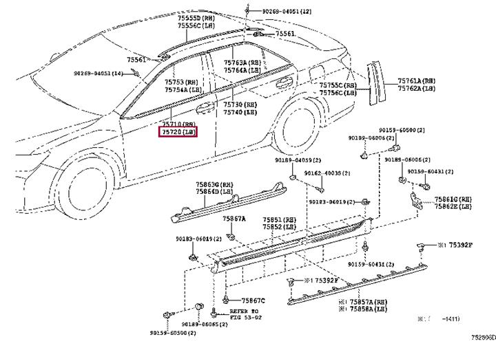 7572033140 Toyota Door molding