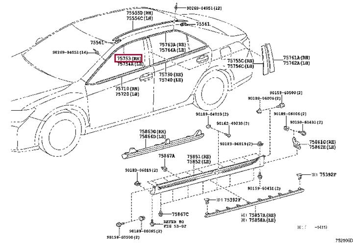 7575333080 Toyota Molding