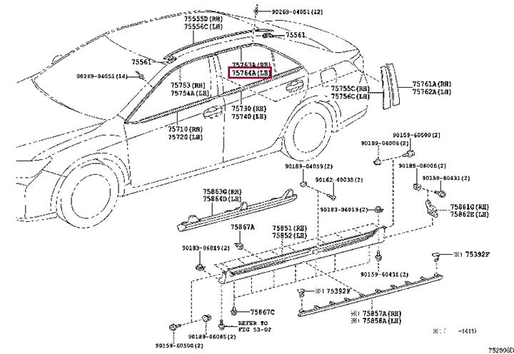 7576433100 Toyota Molding