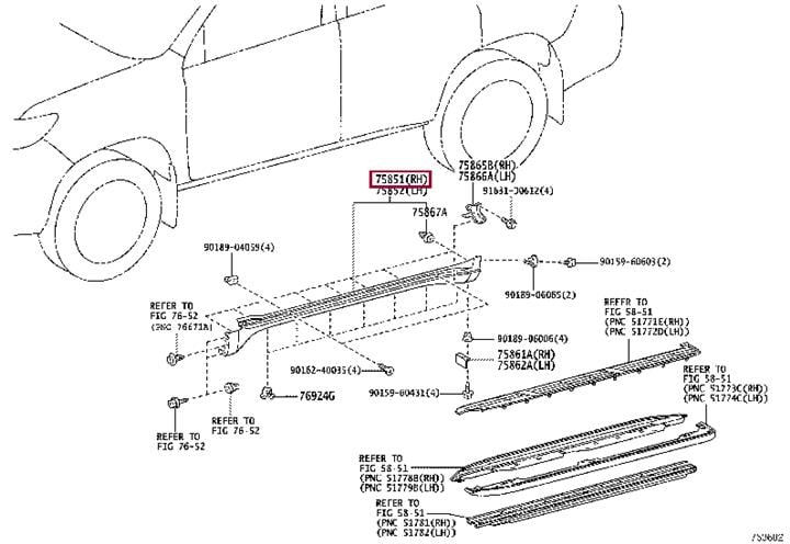 7580560050C0 Toyota Sill cover
