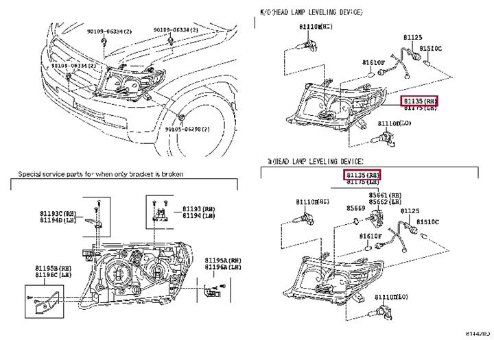 8114560F30 Toyota Headlight right
