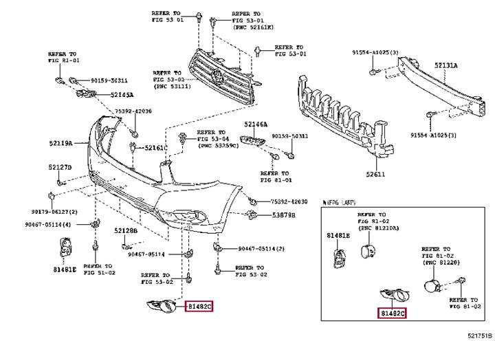 8148248110 Toyota Fog lamp frame, left