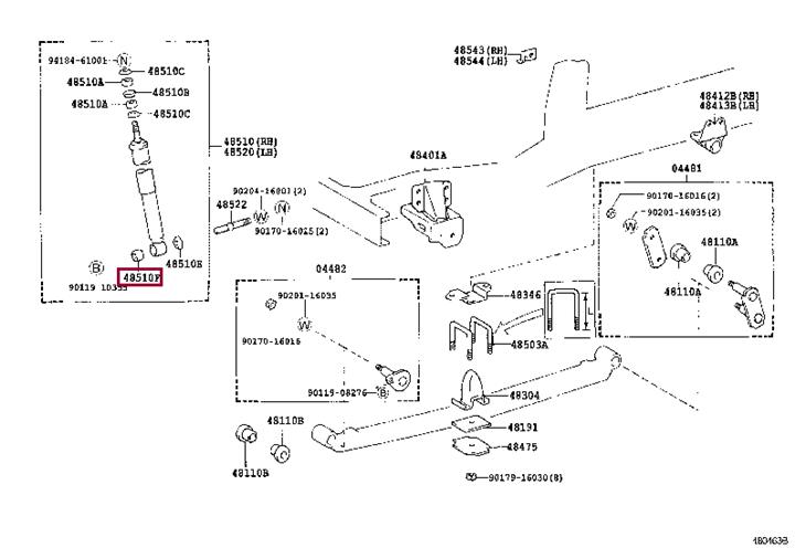 Shock absorber bushes Toyota: 9038516011 Toyota Shock absorber bushing