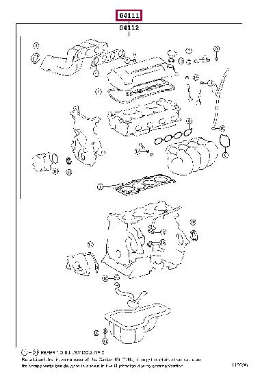 Toyota 04111-0D371 Full Gasket Set, engine 041110D371 041110D371 Toyota Full Gasket Set, engine