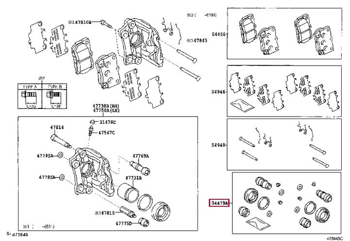 Toyota 04479-53070 Repair Kit, brake caliper 0447953070