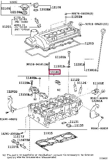 1110123040 Toyota HEAD SUB-ASSY, CYLIN