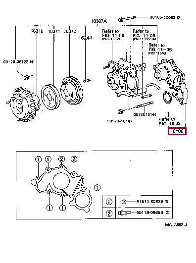 Water pump for engine Toyota: 1610069485 Toyota Water pump