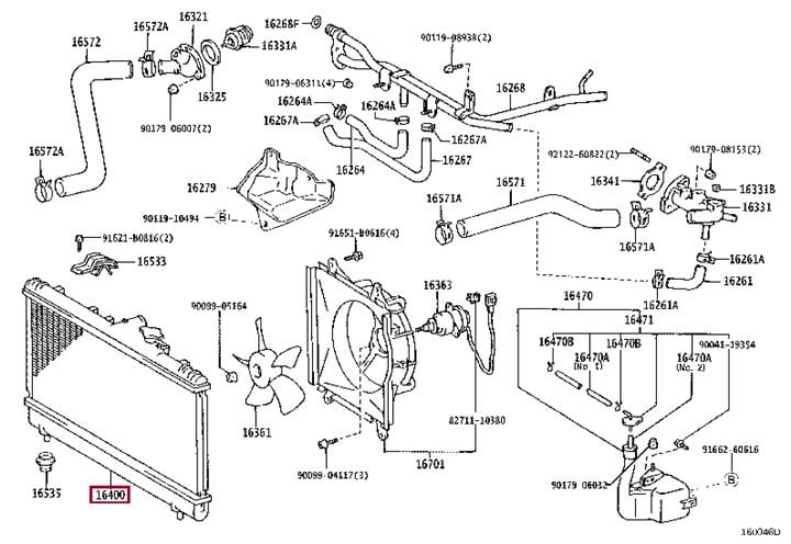 164007A060 Toyota Engine cooling radiator
