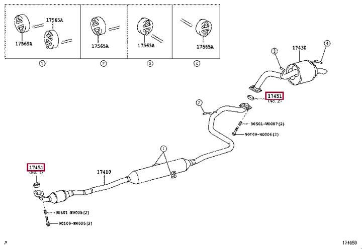 O-ring exhaust system Toyota 17451-0J022