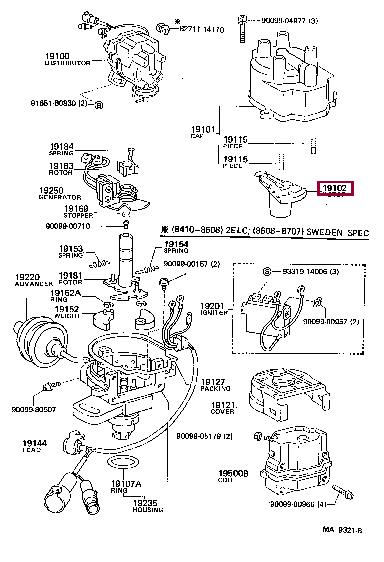 Toyota 19102-11370 Distributor rotor 1910211370