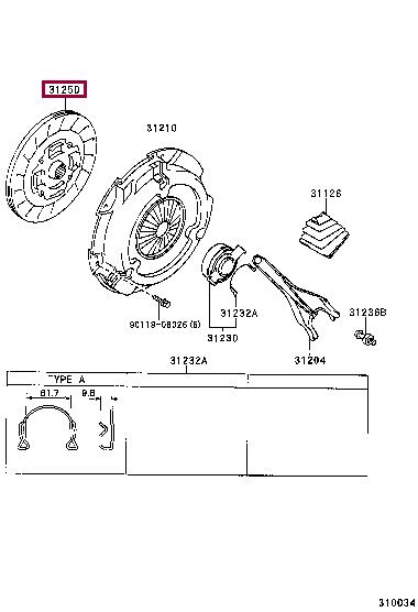 Toyota 31250-20303 Clutch disc 3125020303 3125020303 Toyota Clutch disc