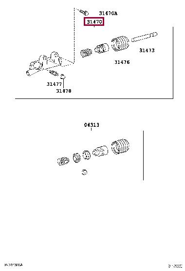 Hydraulic slave cylinder Toyota Hilux: 314700K030 Toyota Clutch slave cylinder