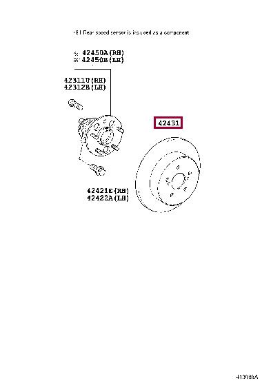 Toyota 42431-02170 Rear brake disc, non-ventilated 4243102170
