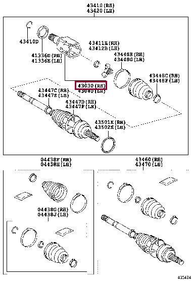430400K060 Toyota Constant Velocity Joint (CV joint), internal