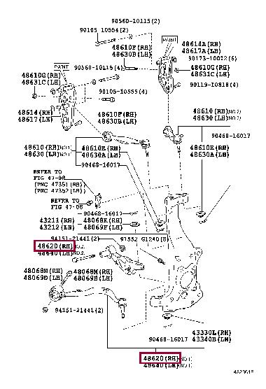 Toyota 48620-50070 Suspension arm front lower right 4862050070