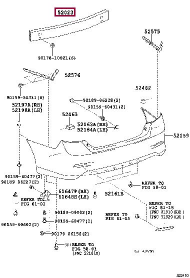 Toyota 52171-33150 Rear bumper reinforcement 5217133150 5217133150 Toyota Rear bumper reinforcement