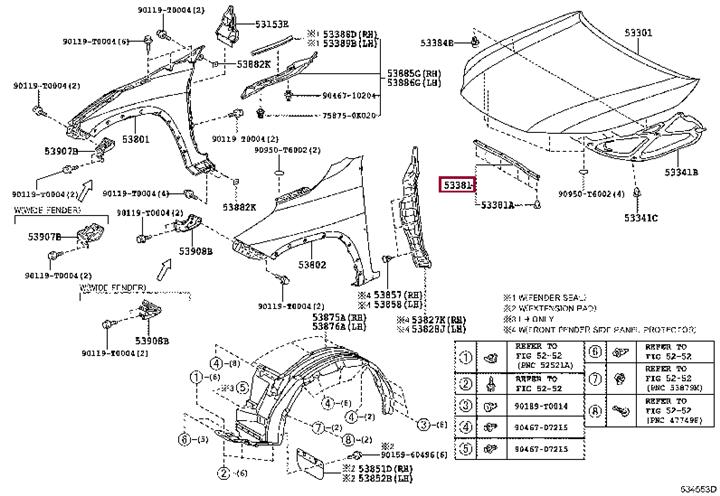 Hood seal Toyota 53381-0K080