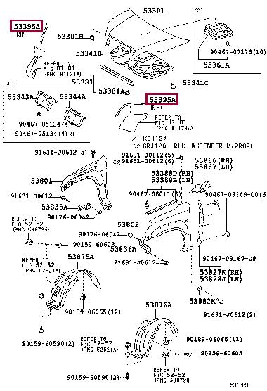 5339660030 Toyota Hood seal