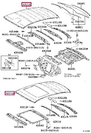 6311153070 Toyota Roof