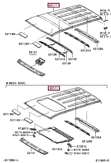 6311160480 Toyota Roof panel