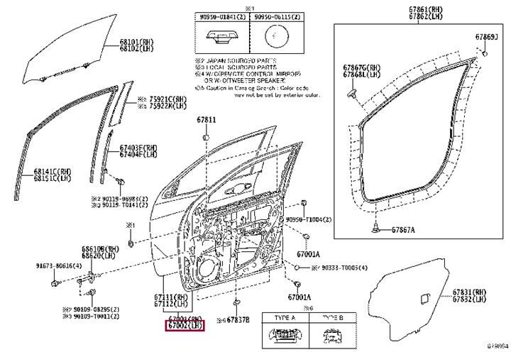 67002KK010 Toyota Door front left
