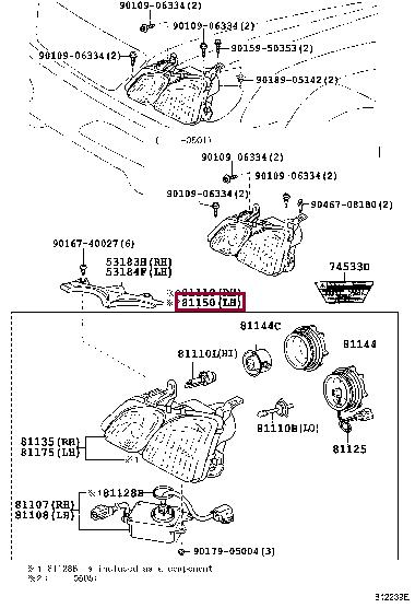 811506A081 Toyota Headlamp