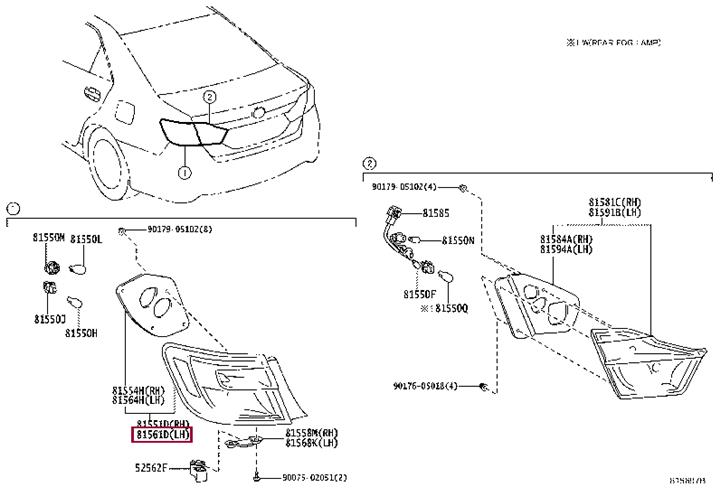 8156133550 Toyota Tail lamp left