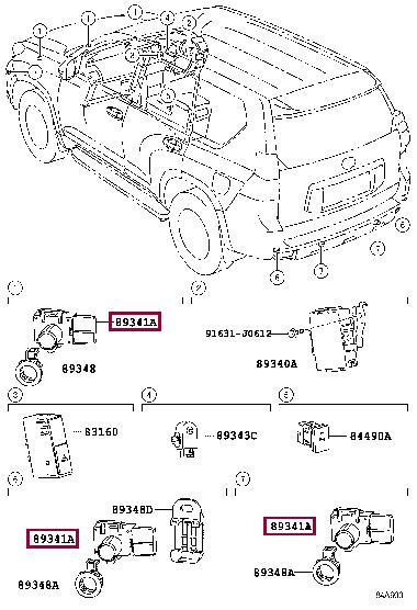 Toyota 89341-48010-B9 Parking sensor 8934148010B9