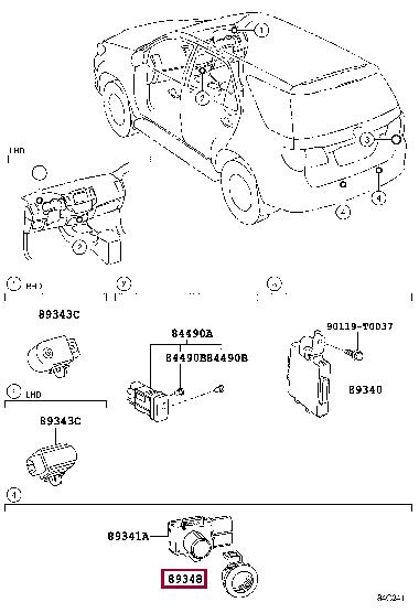 8934833060 Toyota Retainer, ultrasonic sensor, no.1