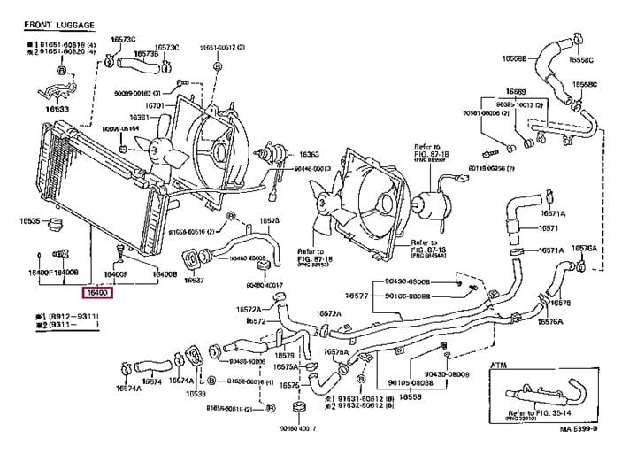 Engine cooling radiator Toyota MR 2: 1640074600 Toyota Engine cooling radiator