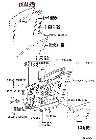 Toyota 68102-02100 SEITENSCHEIBE 6810202100