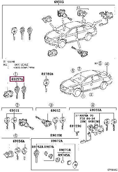 Ignition cylinder Toyota 69057-33381