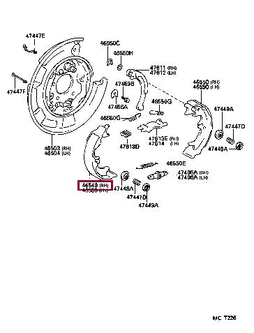 Toyota 46540-20060 Drum brake shoe 4654020060