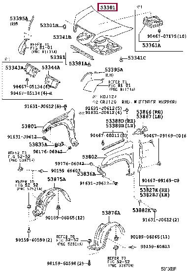 Car hood Toyota: 5330160470 Toyota Hood
