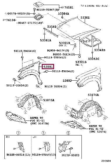 538110K010 Toyota Wing