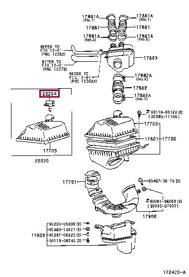 Toyota 22204-07010 Air mass sensor 2220407010