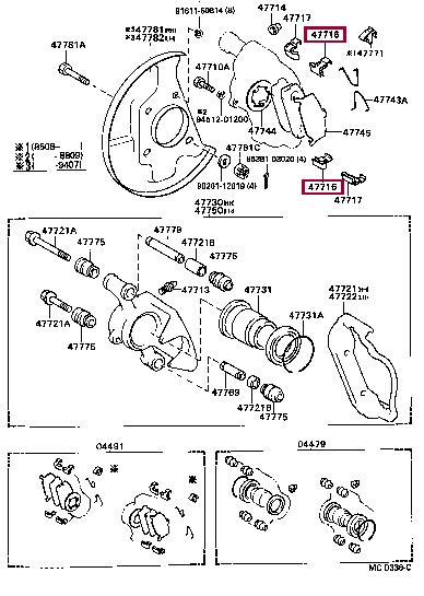Toyota 47716-40010 Mounting kit brake pads 4771640010