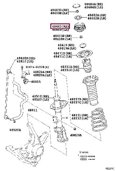 Toyota 48609-52100 Strut bearing with bearing kit 4860952100