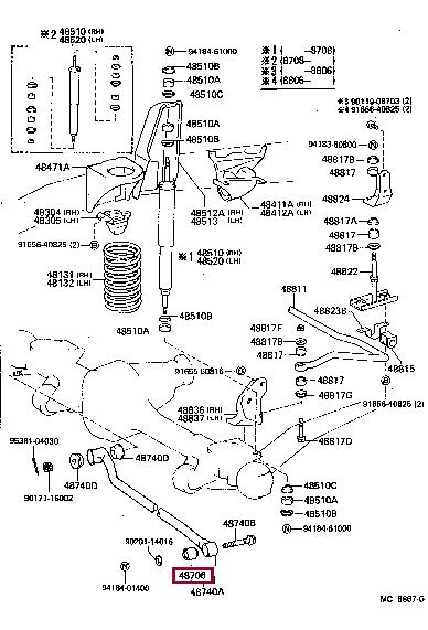 Control arm bushing Toyota 48706-60011