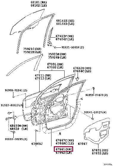 6786142100 Toyota WEATHERSTRIP FR DOO